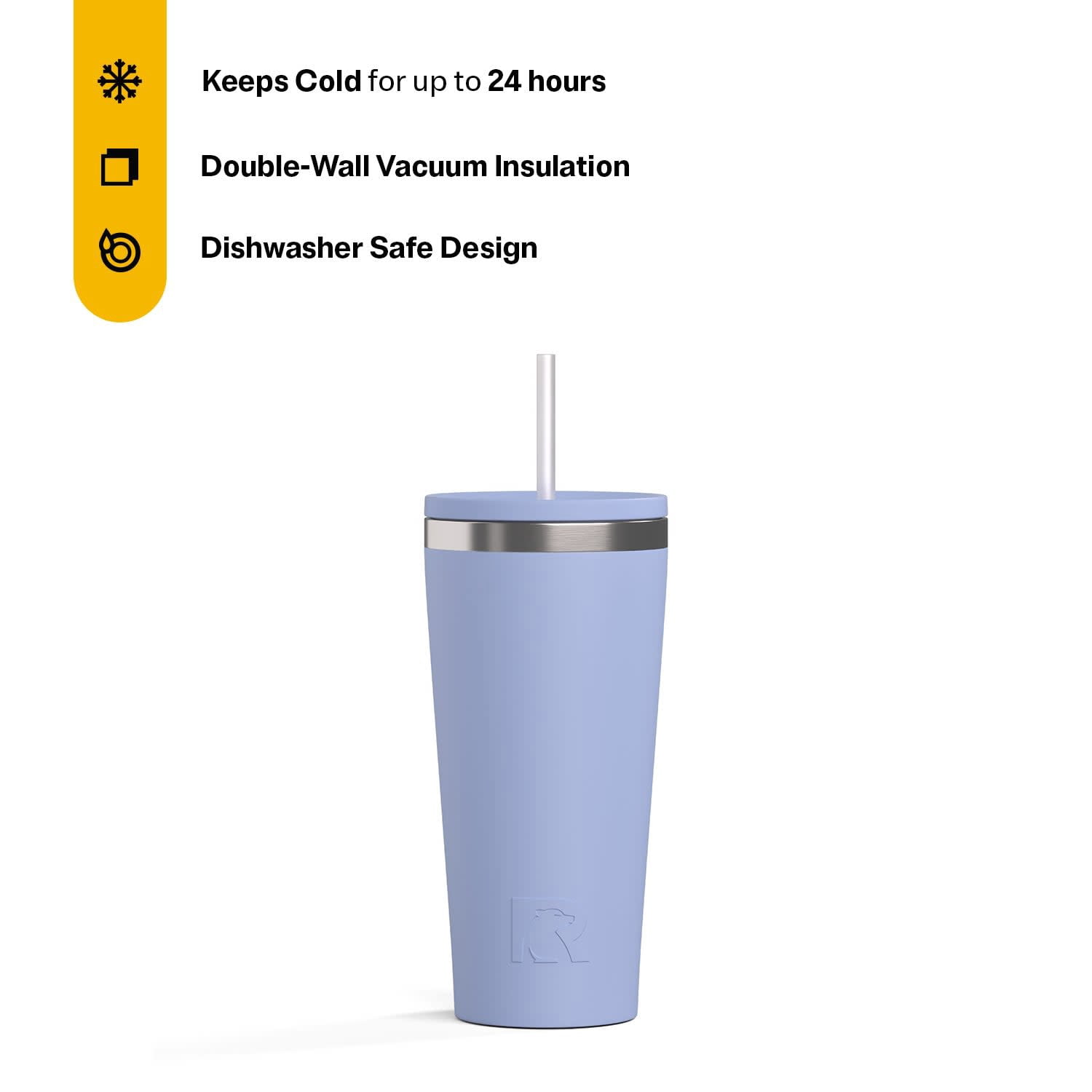 RTIC Everyday 20 oz Spill-Resistant Straw Lid Ceramic Lined Tumbler, Periwinkle
