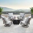 thumbnail image 5 of Outdoor Living and Style 5-Piece Gray and Black Outdoor Patio Round Fire Table Swivel Rocking Chairs, 5 of 5