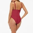 thumbnail image 2 of SWSMCLT Women's High Waisted Swimsuit Sexy Slimming One Piece Bathing Suit One Piece Swimsuit Cheeky Padded Beach Ruched Burgundy 12, 2 of 4