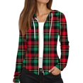 thumbnail image 4 of Women's Fashion Christmas Print Casual Zip-Up Long-Sleeve Hooded Jacket, for Outdoor Activities and Daily Use,Dark Green,M, 4 of 6