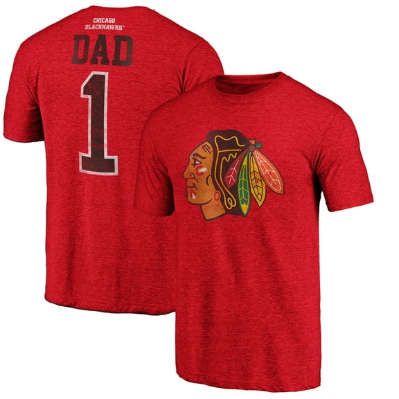 Men's Red Chicago Blackhawks Greatest Dad Tri-Blend T-Shirt