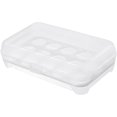 thumbnail image 1 of Contenedor automático de huevos rodantes para refrigerador Caja de almacenamiento de huevos de plástico Porta huevos azul transparente con tapa Gran capacidad 15 unidades Nevera E LingWen 9024715536488, 1 of 1
