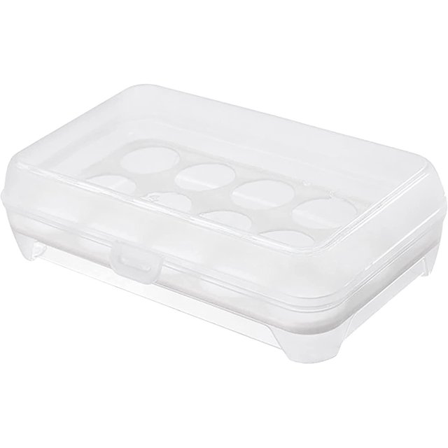 Contenedor automático de huevos rodantes para refrigerador Caja de almacenamiento de huevos de plástico Porta huevos azul transparente con tapa Gran capacidad 15 unidades Nevera E LingWen 9024715536488