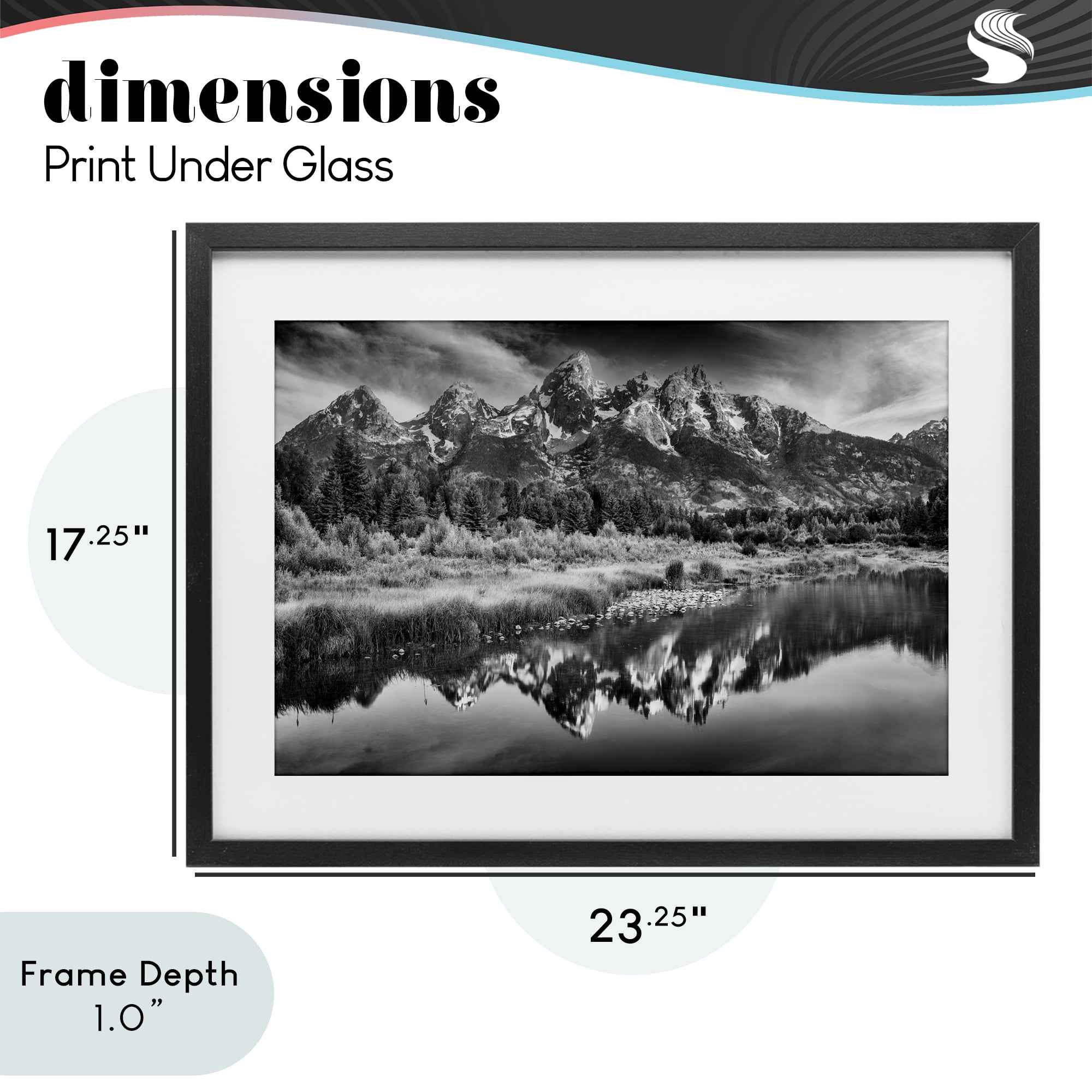 Stupell Industries Teton Mountain Reflections Black Framed Print Under Glass, design by Rick Berk