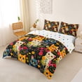 thumbnail image 2 of jejeloiu Cartoon Cat Wildflower Queen Duvet Cover Set Kids,Colorful Garden Print Bedding,Reversible,3-Piece(No Comforter), 2 of 6