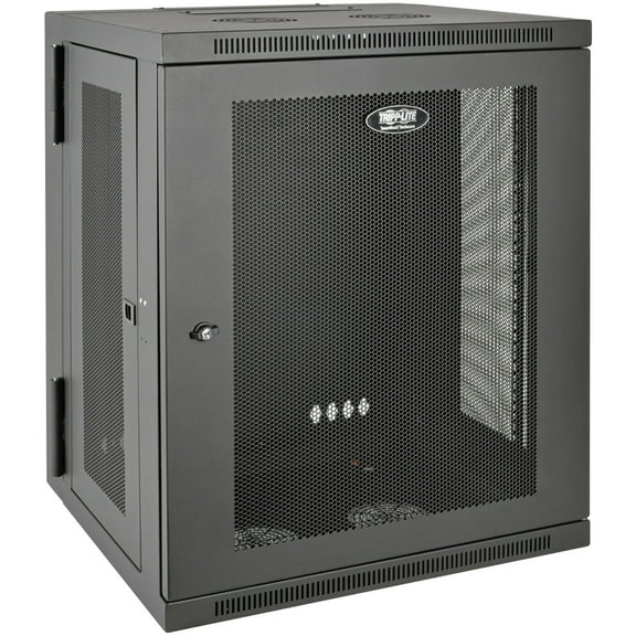 SmartRack 15U Low-Profile Switch-Depth Wall-Mount Half-Height Rack Enclosure Cabinet, Hinged Back, SRW15USPT