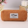 thumbnail image 2 of Shark Embroidery Stationery Storage Bag, Animal Design Zippered Pencil Case, Desk Organizer for Pens and Markers, Light Brown, 2 of 8