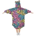 thumbnail image 2 of Dailycode Wearable Blanket Hoodie Oversized Sherpa Flannel Blankets with Pocket for 3-14 Year Old Polychrome Leopard, 2 of 7