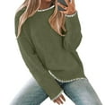 thumbnail image 2 of Womens Crewneck Pullover Sweater Long Sleeve Knit Side Slit 2025 Fall Winter Sweater Tops Green S, 2 of 5