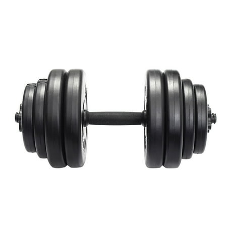 GHP Pair of Black Propene Polymer Plates Steel Tubular Rods Gym Workout Dumbbell