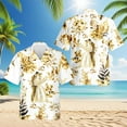 thumbnail image 2 of Netecom Wedding Engraved Hawaiian Shirt for Men, Tropical Style, Button Down Summer Beach Short Sleeve, S-5XL, 2 of 6