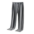 thumbnail image 5 of LIIPEE Mens Casual Pants Spring Summer Comfort Solid Color Elastic Waist Straight Pants With Pockets Male Stylish Daily Indoor Outdoor Pants,Grey,36, 5 of 5