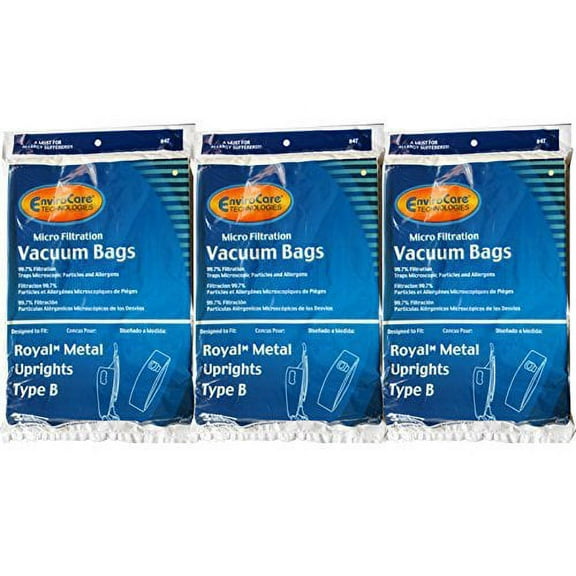 9 Compatible with Royal Upright Type B Vacuum Cleaner Allergy Bags, Top Full Vacuum Cleaners, RO