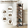 thumbnail image 4 of 7-Tiers Shoe Rack, Tall Vertical Shoe Storage with Removable Shelves & Anti-toppling Device, Slim Corner Shoe Shelf Organizer for Entryway, Closet, Small Space (Rustic Brown), 4 of 17