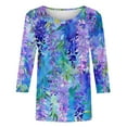 thumbnail image 5 of Ruimatai Women's 3/4 Sleeve Round Neck Top Loose Comfortable Casual Shirt Spring Summer Tunic Blouse Soft Breathable Stretchy Tee, 5 of 5