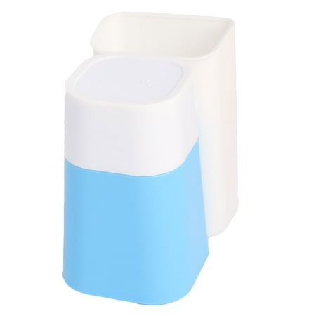 Bathroom Plastic Wall Mounted Design Toothbrush Holder Cup Blue White 2 In 1 Walmart Canada