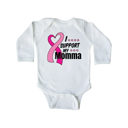 

Inktastic Breast Cancer Awareness I Support My Momma with Pink Ribbon Gift Baby Boy or Baby Girl Long Sleeve Bodysuit