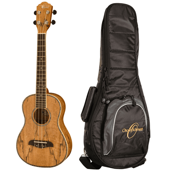 Oscar Schmidt OU7TLHK Left Handed Spalted Mango Tenor Ukulele w/ Deluxe Gig Bag