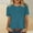 Blue, variant on CheerKidz Women Fashion Casual Solid Color Striped Round Neck Short Sleeve Tshirt Comfortable Breathable Everyday Wear Soft Stretchy Trendy Versatile Loose Fit Modern Basic(Sky Blue,2XL)