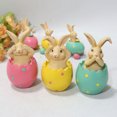 thumbnail image 3 of Inteprter Decoración de patrón de animales bonitos de Pascua, escultura de resina de arte de escritorio, figurita de adorno, accesorios de Artesanía Amarillo, 3 of 6