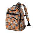 thumbnail image 2 of Football and Text Orange Pattern Cute School Backpack Bag for School with Padded Back and Adjustable Shoulder Straps 15.25"x11.5"x5.25", 2 of 5