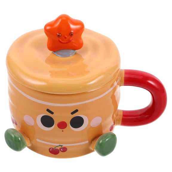 Masteelf Cute Kawaii Coffee Mugs With Lid Novelty Cute Coffee Cup Ceramic Tea Cup Coffee Latte Cup Drinking Cup For Girls Friend Kids Christmas Birthday Presents
