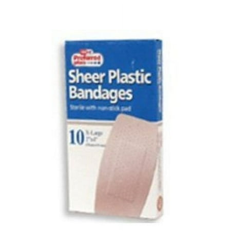 Sheer Plastic Bandages Sterile with Non Stick Pad, Extra Large - 10 ea