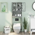 thumbnail image 5 of Costway Over the Toilet Storage Bathroom Spacesaver Cabinet Tower Organizer Shelf & Doors Grey, 5 of 10