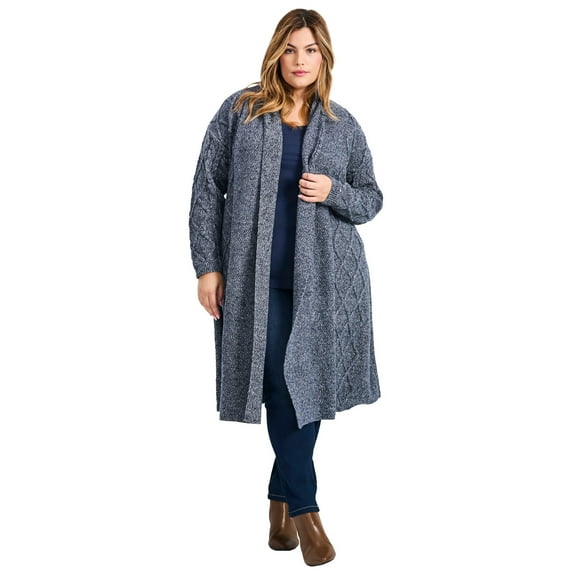Avenue Women's Plus Size Paris Longline Cable Cardi