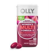 OLLY Ultra Strength Women's Multi + Omega-3 Softgels, Daily Vitamin Supplement, 60 Ct