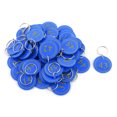 thumbnail image 1 of Juego de etiquetas de plástico redondas para maletas, anillos de llavero, 50 piezas, 1 of 2