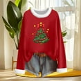 thumbnail image 4 of asdoklhq Christmas Sweatshirts for Women Christmas Fashionable Loose Casual Long Sleeved Round Neck Christmas Printed Top Red L, 4 of 6