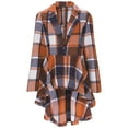 thumbnail image 5 of Hueook Flannel Jacket Women Fashion Women's Button V-Neck Plaid Tops Long Sleeve Blouse Coat Orange 2X, 5 of 8