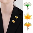 thumbnail image 6 of TNOBHG Apricot Leaf Brooch Stylish Women Brooch Maple Apricot Leaf Shape Stainless Anti-slip Wear-resistant Coat Collar Hat Scarf Decoration Clothes Pin, 6 of 8