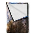 thumbnail image 2 of Landscape Soft Flannel Fleece Blanket, Snowy Winter Park Trees Heart Shape Lake River Sunset View Symmetrical Art, Cozy Plush for Indoor and Outdoor Use, 70" x 90", Brown and White, by Ambesonne, 2 of 5