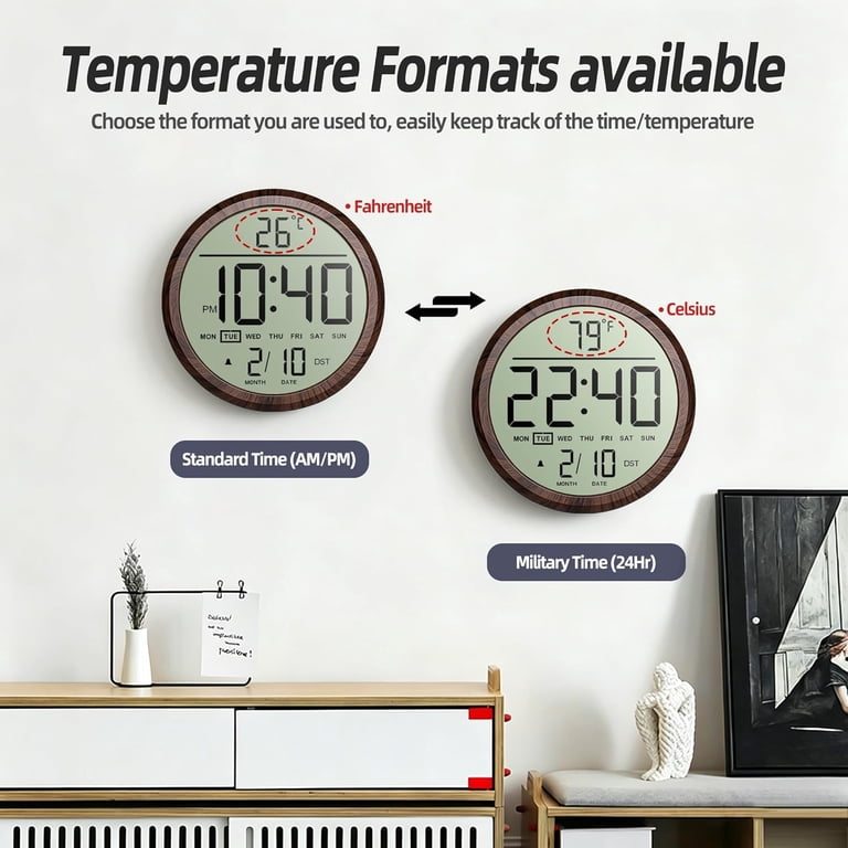 Digital Wall Clock Battery Operated 8