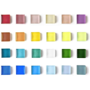 24 Color Strong Fridge Magnets, Small Colorful Transparent Glass Square Refrigerator Magnets for Crafts, Cute Decoration for Office, Kitchen, Locker Accessories