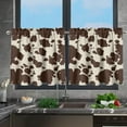 thumbnail image 3 of Brown Cow Print Kitchen Curtains Tiers Set of 2 Rustic Farmhouse Short Window Curtains for Living Room,Bathroom,Office Room Cafe, 3 of 6