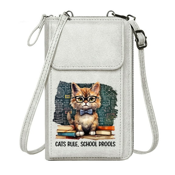 OIDERY Personalized Small Bags with Pocket Ladies Cell Phone Purse Cute Kitten Academic Setting Whimsical Humor Adjustable Strap Personalized Gifts for Girlfriend Friends