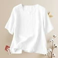 thumbnail image 5 of Jxximdong Women Blouses, Cotton Linen Short Sleeve Tshirt and Elastic Waist Shorts Set Breathable Summer Casual 2Pcs Outfit, White Daily Dresses for Women, 5 of 9