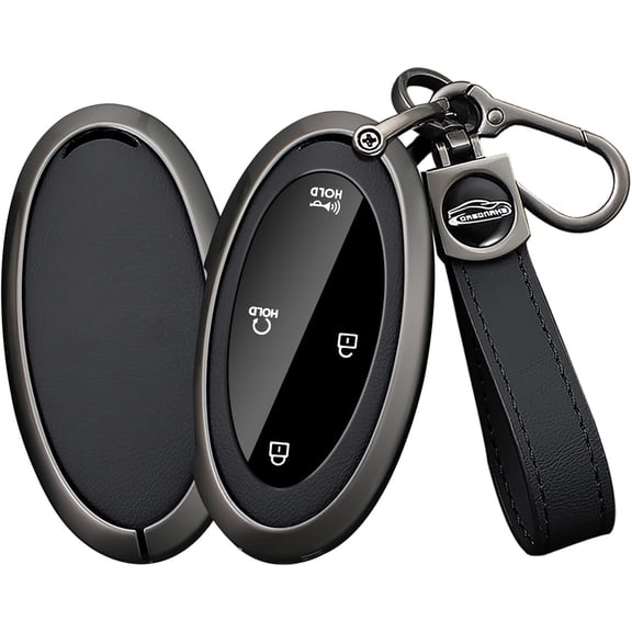 Key Fob Cover Compatible with Hyundai Tucson Kona Ioniq 5 6 Palisade Grandeur GN7 Santa Fe Cruz Elantra N 2024-2026 4 Button Leather Keychain Case Holder Protector,Black a Keychain
