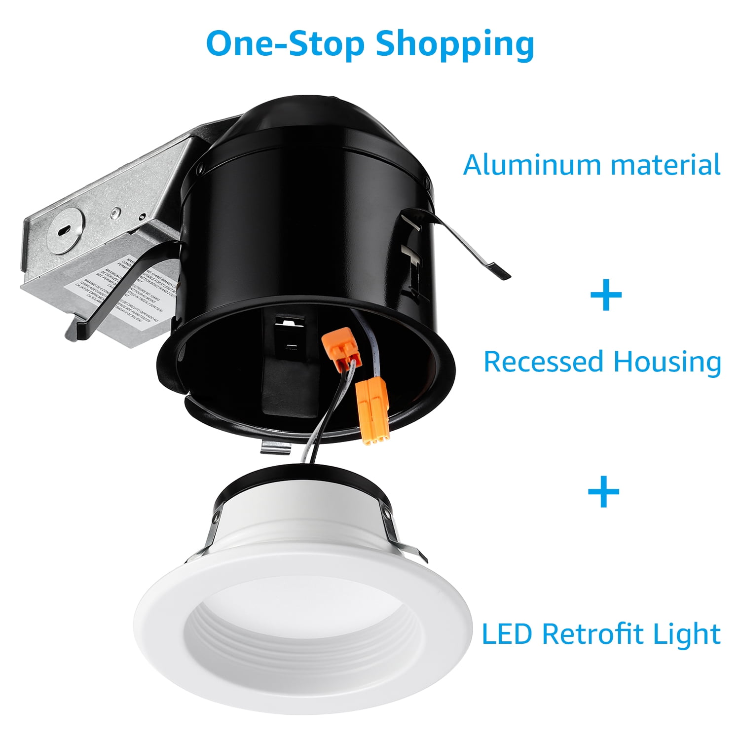 6 Pack 4" LED Dimmable Baffle Recessed Downlight, Retrofit Recessed Lighting Kit, 5000K Daylight