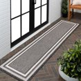 thumbnail image 4 of JONATHAN Y TSN209D-28 Dover Classic 3-Stripe Border Dark Gray/Ivory 2 ft. x 8 ft. Indoor/Outdoor Runner Rug, 4 of 7