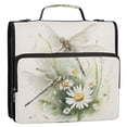 thumbnail image 2 of Water-Resistant 3-Ring Binder Organizer with Multiple Pockets Zipper Binder Bag for Office Dragonflies with White Daisies, 2 of 8