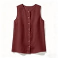 thumbnail image 4 of cocolona Womens Summer Basic Tank Tops Crew Neck Sleeveless Loose Shirts Trendy Casual Solid Color Blouses, 4 of 6
