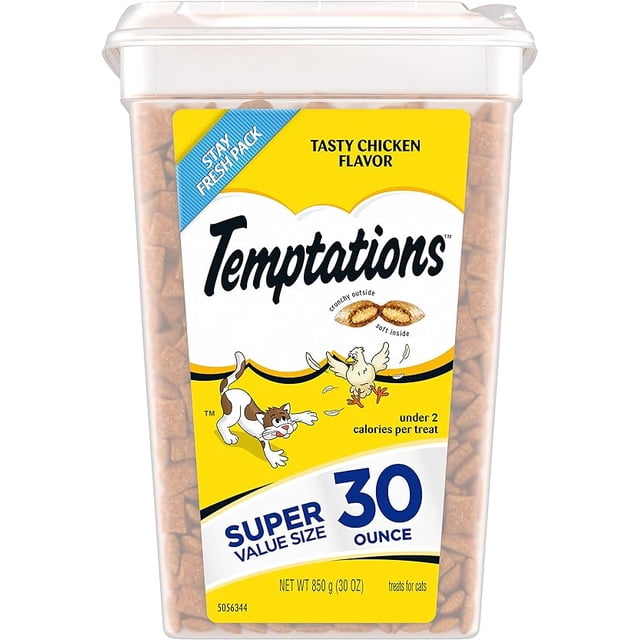 TEMPTATIONS Classic Cat Treats Tasty Chicken Flavor, 30 oz. Tub