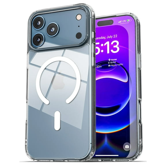 Encased for iPhone 17 Pro Hybrid Case (Crystal Clear) - Slim Profile Magnetic Case, Minimalist Design - Compatible with MagSafe (Black)