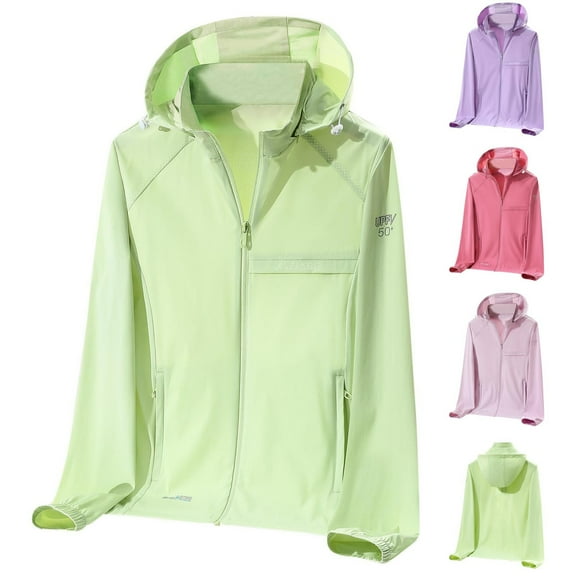 Fengqque Sunscreen Tops for Women,Women's Long Sleeved Stand Collar Full Zip Pockets Workout Jackets Runing Slim Fit Athletic Tops Purple XL(XL)