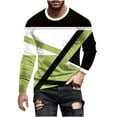 thumbnail image 2 of Yaoyar Men's Long Sleeve T-Shirt Graphic Relaxed Fit Crew Neck Tops Fall Pullover 3D Print Tee Shirts Blouse,Mint Green,S, 2 of 4