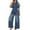 Navy, variant on sususu Womens Jumpsuit V Neck Denim Fabric Belted High Waist Playsuit Casual One Piece Outfits Wide Leg Romper with Pockets ,BU2,XXL